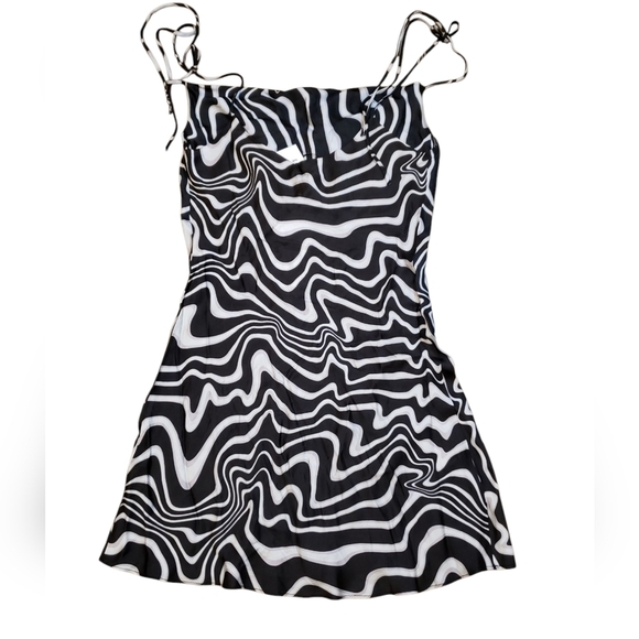 Zara Black Grey Swirl Slip Dress NWT Small - Picture 6 of 7